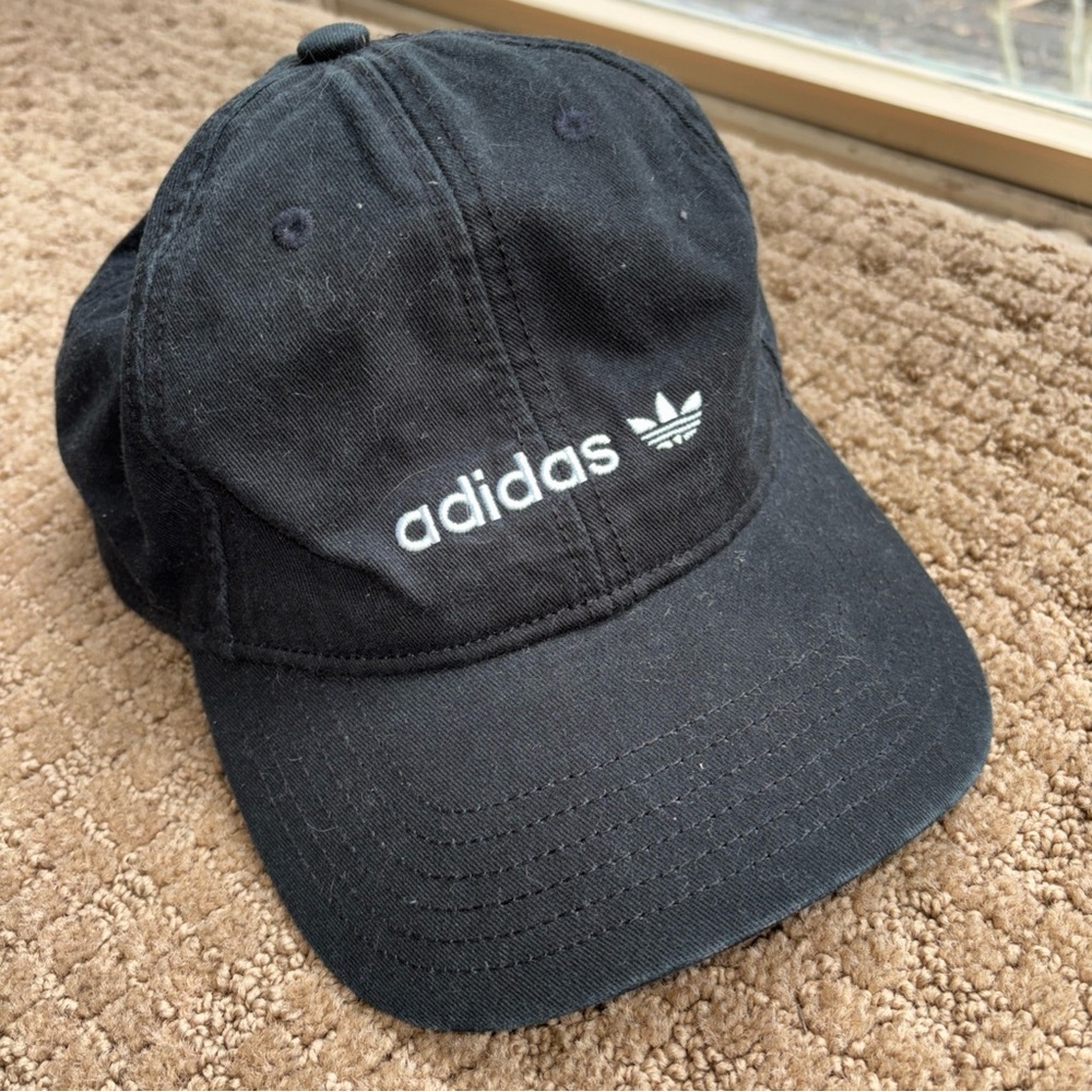 adidas Black Trefoil Logo Baseball Cap soft men’s hat